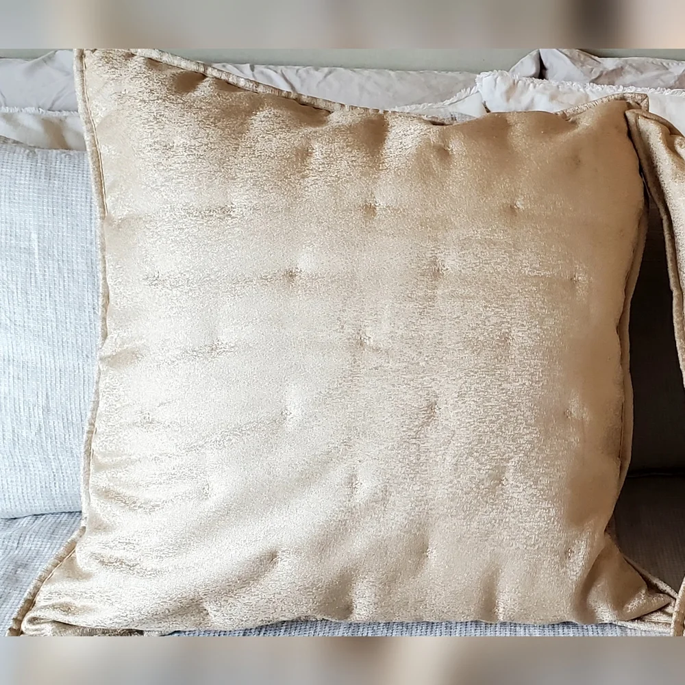 Hotel Collection Macy's Set Of 2 Metallic Stone Gold European Pillow Shams, NWT